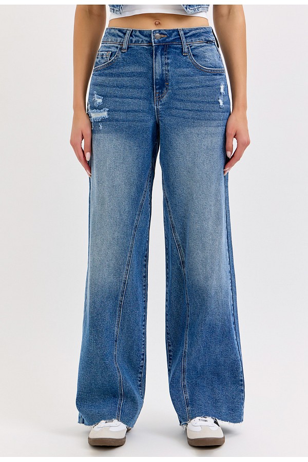 Mid Rise Wide Leg with Inside Seam Details